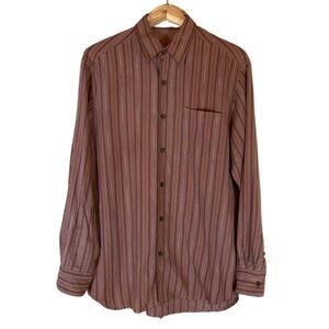 Tommy Bahama rust color silk long sleeve shirt with stripes Size Medium